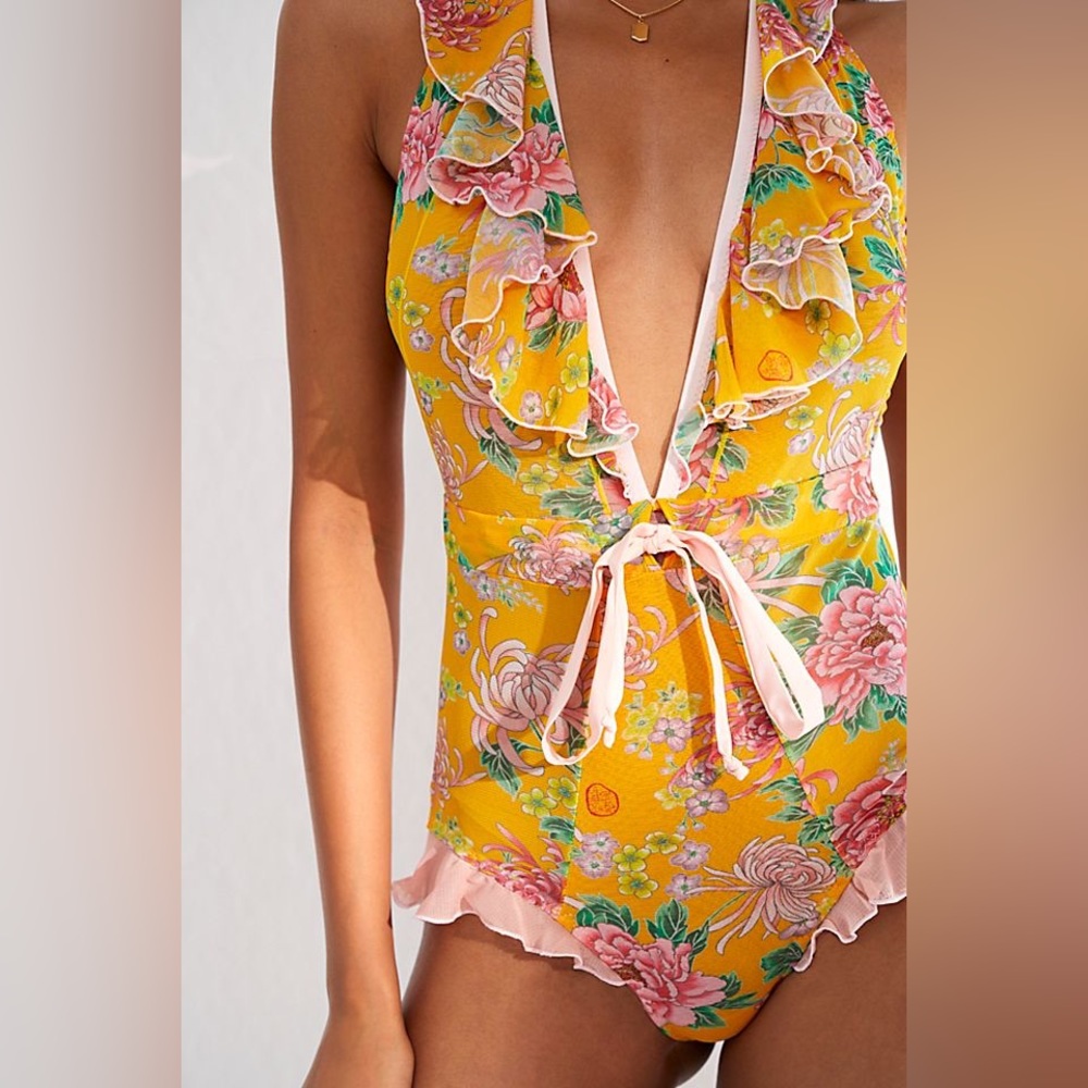 We Are HAH - Butterfly Bodysuit in Kyoto Marigold, Size Small